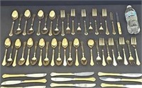 stainless steel, (gold) flatware