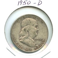 1950-D Franklin Silver Half Dollar