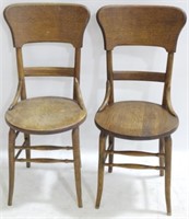 Vintage Pair Wooden Chairs - 38" x 17" x 17"