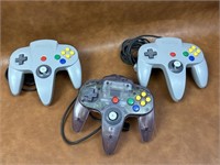 Three Nintendo64 Controllers