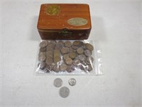 Cedar Trinket Box With (119) Wheat Pennies, 1936
