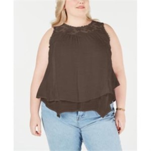 $56.5 Size 2X Style & Co Crochet-Trim Tiered Top