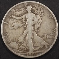 1921 WALKING LIBERTY HALF DOLLAR VG/FINE