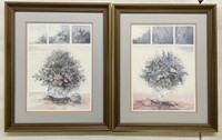 (2) M. Bertrand Floral Prints with (3) Smaller Ske