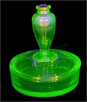 (15pc) Uranium Glass Cups, Lids, Ashtray