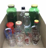 (16pc) Vintage Glass Bottles, Cheese Glasses