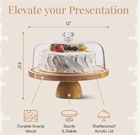 Cake Stand with Acrylic Dome Lid 2-in-1