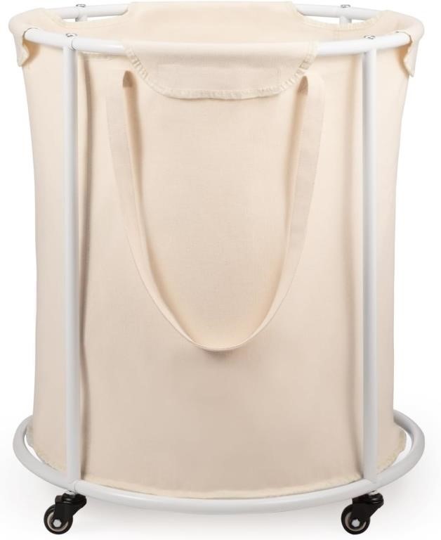 Morohope Laundry Basket with Wheels, 45gal, Beige