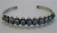 Zuni Turquoise SS Bracelet - Hallmarked