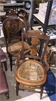2 Cane bottom antique chairs, one has some damage