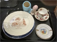 Plates, Bone China cup & saucer, risqué ashtray.