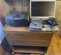 Miscellaneous electronics and rolling cabinet