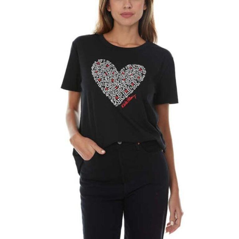 Keith Haring Women's LG Graphic T-shirt, Black