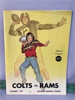 Baltimore Colts vs Rams Dec 1 1957 program