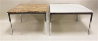 2 Florence Knoll Label Marble Chrome Frame Tables