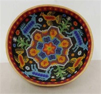 Huichol native beaded prayer bowl