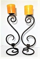 Pair of Scrolled Metal Candle Holders