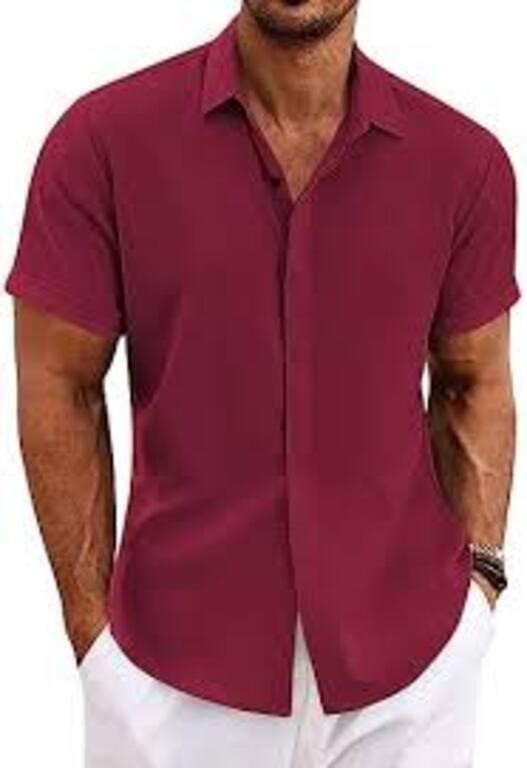 COOFANDY Men's Linen Shirts Short Sleeve Casual