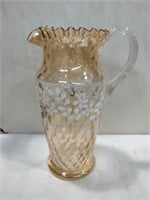 Blown glass hand painted pitcher 11 in