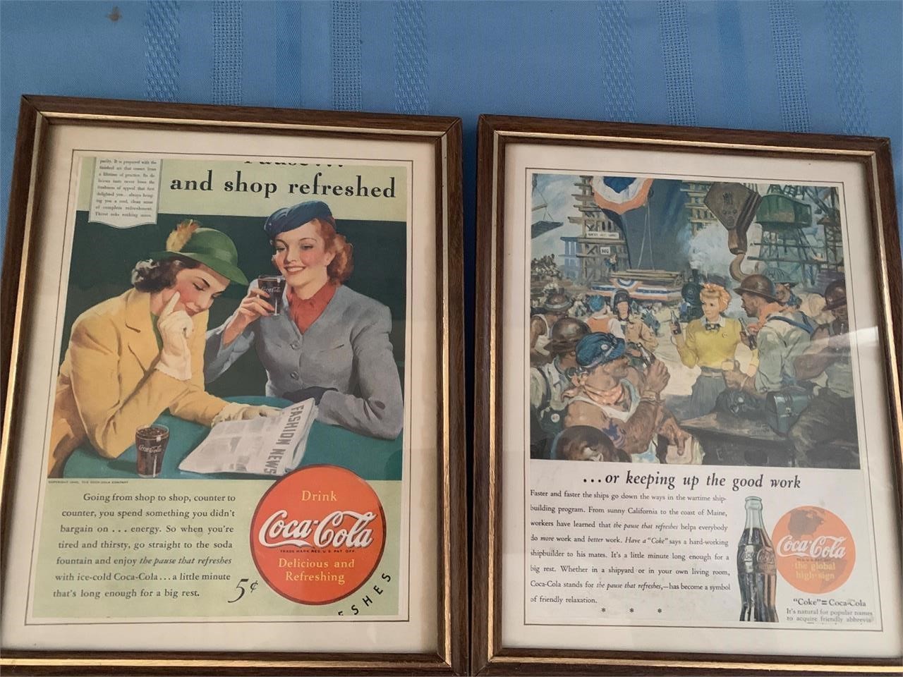 Vintage Framed Coca-Cola Advertisements