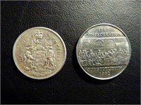 1963 Silver Canadian 50 Cent & 1982 Dollar Coin