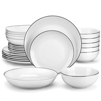 MALACASA 24-Piece Gourmet Porcelain Dinnerware
