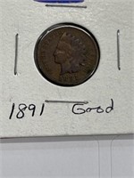 1891 Indian head penny coin