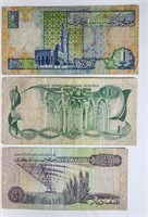 Muammar Qaddafi 3 Banknotes from Libya