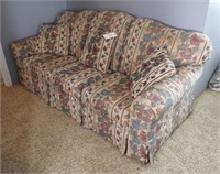 Flexsteel three cushion floral upholstered sofa