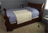 Pine Queen Size bed with mattress and boxpspring
