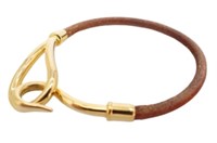 Hermes Brown Leather Hook & Eye Bracelet