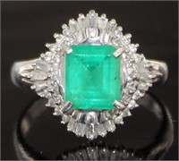 Platinum 1.72 ct Emerald & Diamond Ring