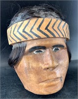 Unique hand carved mask with real human hair about