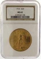 1924 MS62 Saint Gaudens $20.00 Gold Double Eagle