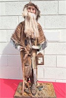 44" TALL HAND MADE FESTIVE SANTA CLAUS ON STAND