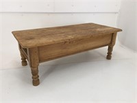 PRIMITIVE PINE SHORT STYLE TABLE & TWO DRAWERS