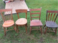 4 MISMATCHED CHAIRS WOOD