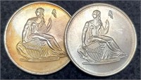 (2) 1 Troy Oz. Silver Seated Liberty Rounds