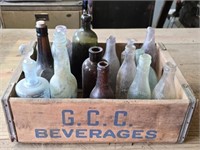 G C C Beverages Crate & Misc Vintage Bottles