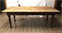 Antique Primitive Wide Plank Pine Top Farm Table