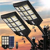 2 Pack of KAQUR 1600W Solar Street Lights with 200