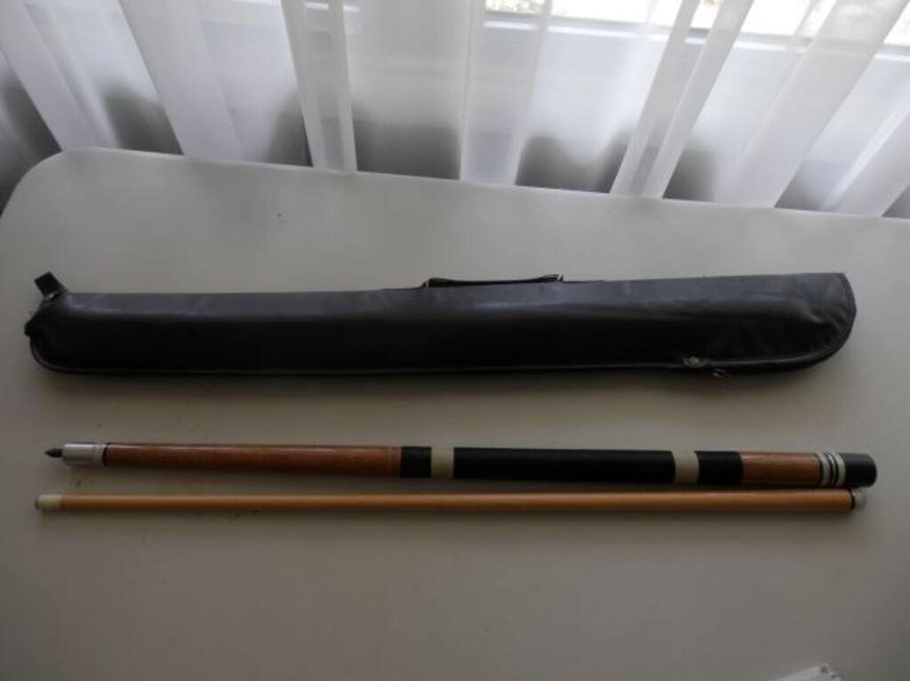 Pool stick in leather case