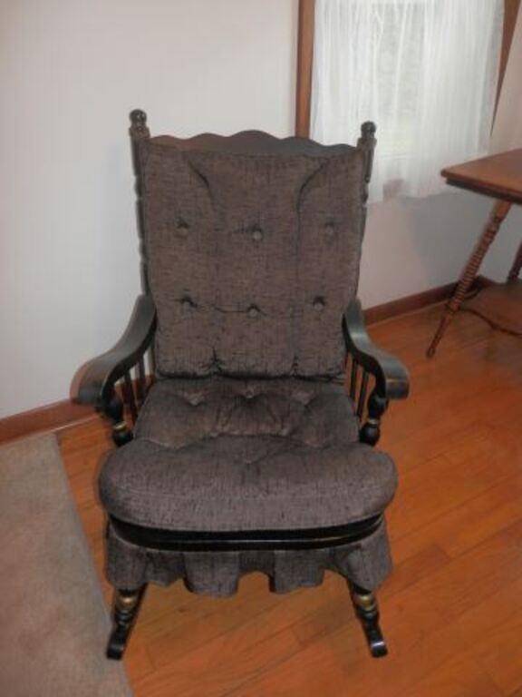 One-black Hitchcock type upholstered rocker