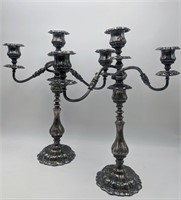 Large Antique Silver Candleholders