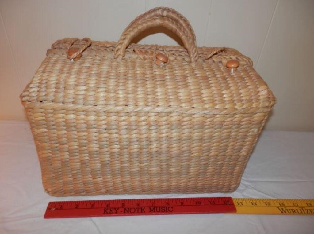 One-wicker basket with handles-closes on top