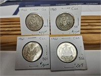 2-1960 AND 2 -1961 SILVER 50 CENTS