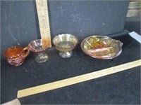 4 Piece Carnival Glass