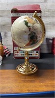 Beautiful Heavy Gemstone Globe On Gold Plated Stan
