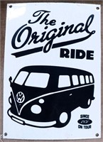 VINTAGE PORCELAIN VW BUS SIGN