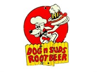 DOGS AND SUDS ROOT BEER PORCELAIN SIGN